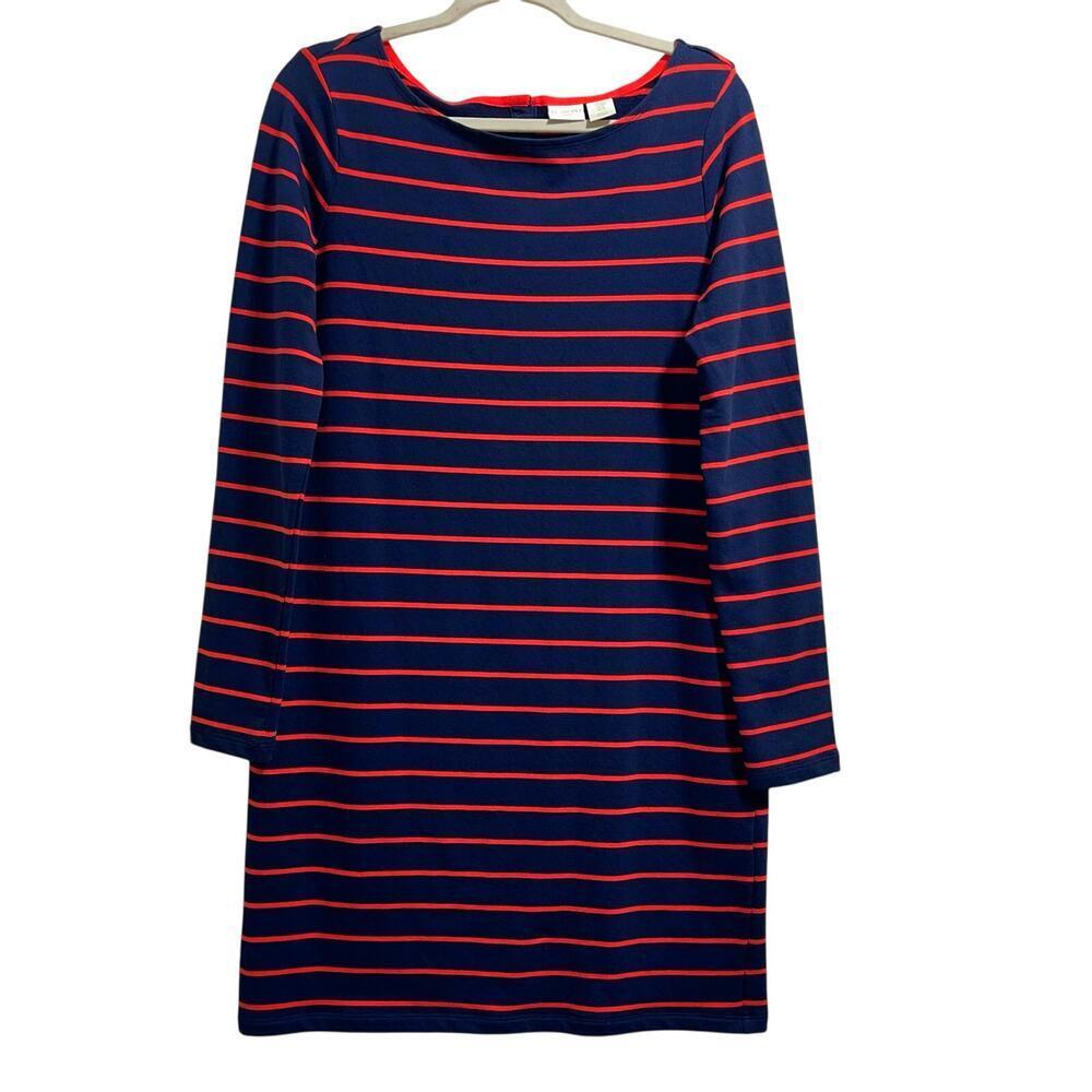 St. Tropez West Dress Striped Long Sleeve Sheath Jersey Knit Women's Medium